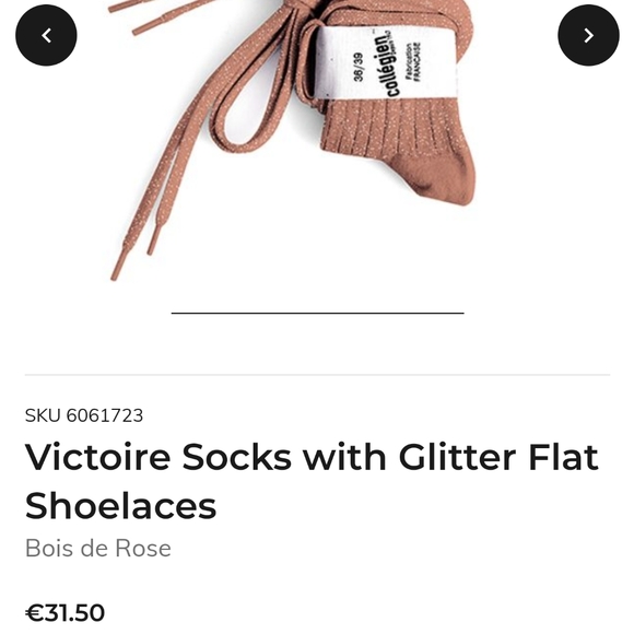NWT Collegien Victoire Socks with Glitter Flat Shoelaces - Picture 2 of 7